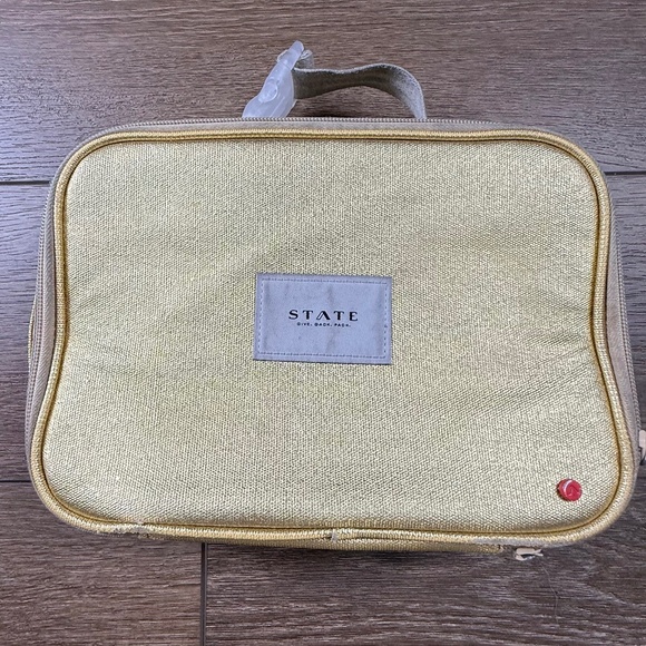 STATE Bags Rodger Metallic Gold Lunchbox, Insulated, Double Zipper, Wipe Clean - Picture 1 of 15